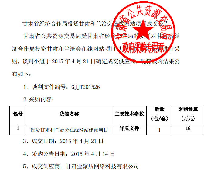 蘭州網站建設中标投資甘肅和(hé / huò)蘭洽會網站項目